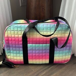 Olivia Miller Rainbow Tote,quilted,hand & crossbody strap,zip top,water resist